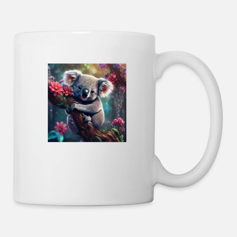 Koala ours dans un arbre avec des fleurs - Mug blanc - blanc
