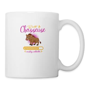 bientôt chasseuse t-shirt chasseuse sanglier - Mug blanc - blanc - Droite
