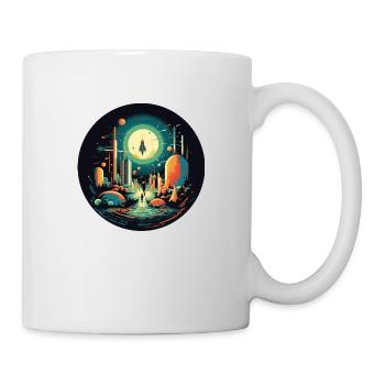 Rocket launch in retro cartoon style - Mug - white - Right