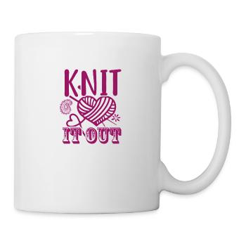 Knit it out, Knitting, Crochet,, Hobby Fun - Mug - white - Right