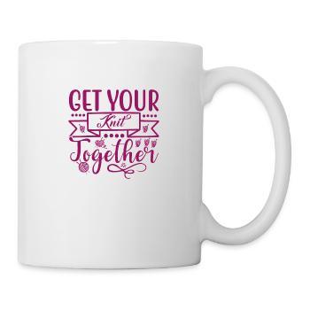 Get your knit together, knitting, crocheting, needlework - Mug - white - Right