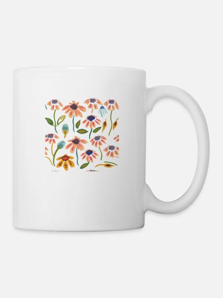 Fleurs printanières Belles fleurs Dessin esthétique - Mug blanc - blanc