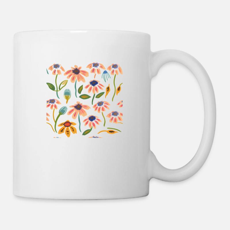 Spring Blooms Beautiful Flowers Aesthetic Drawing - Mug - white