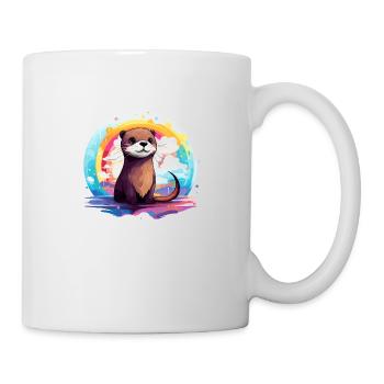 der Otter im bunten Schein - Tasse - Weiß - Rechts