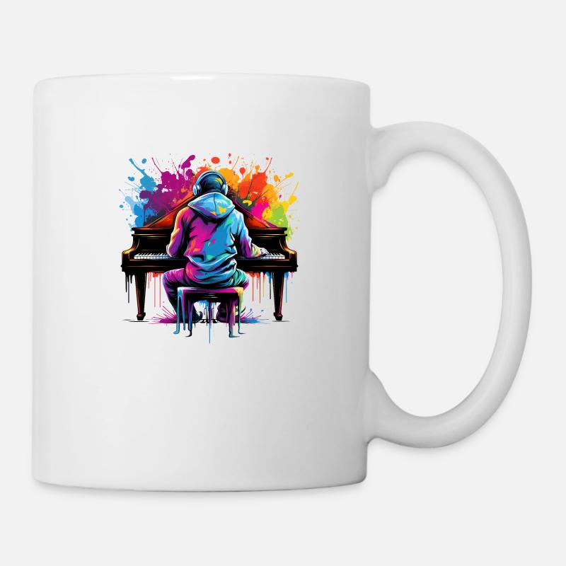 Claviériste avec casque style graffiti - Mug blanc - blanc