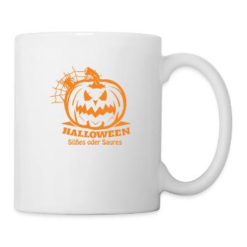 gruseliger Kürbis im Halloween Design - Tasse - Weiß - Rechts