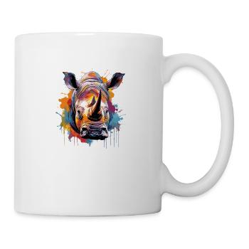 der bunte Nashornkopf - Tasse - Weiß - Rechts