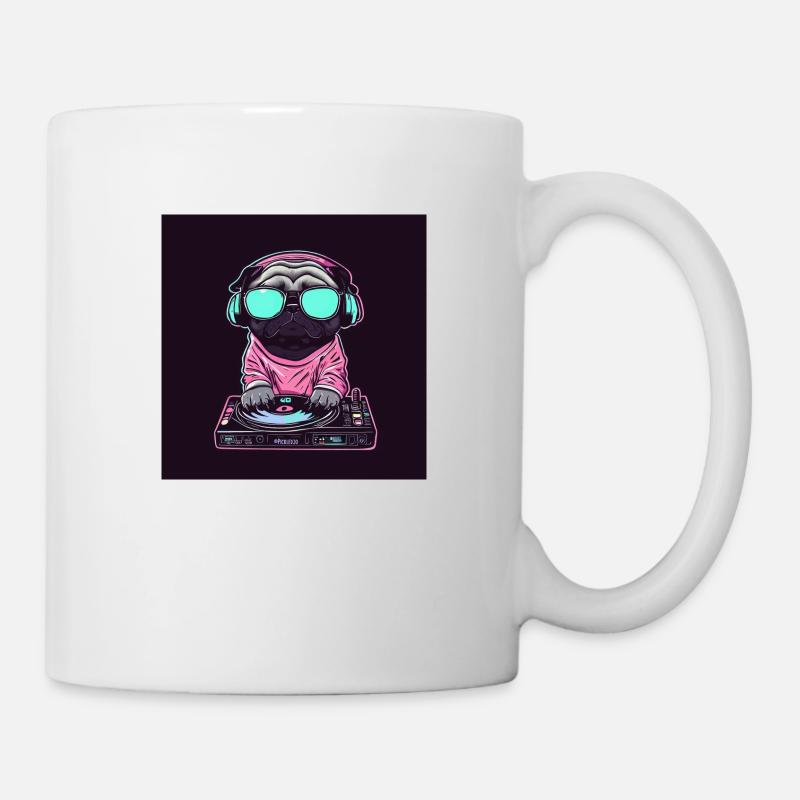 Mops DJ - Tasse - Weiß