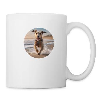 A Happy Dog at the Beach - Mug - white - Right