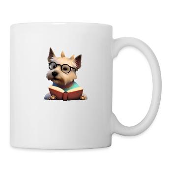 Buch Lesen Hunde Bücher Leser Buchliebhaber Hund - Tasse - Weiß - Rechts