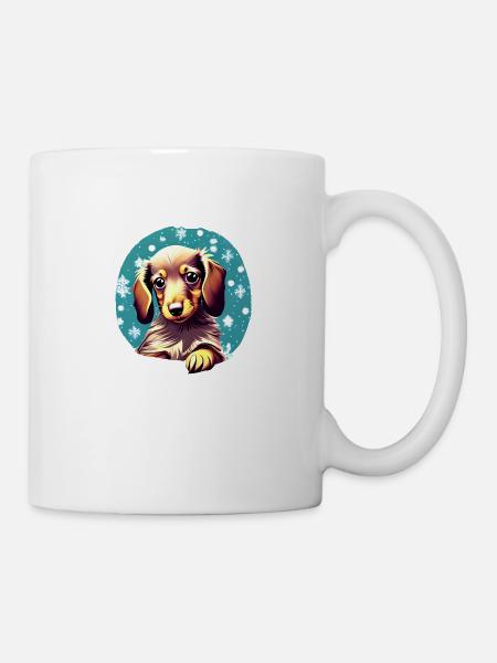 Dachshund Hund Weihnachten Dackelwelpe Winter - Tasse - Weiß