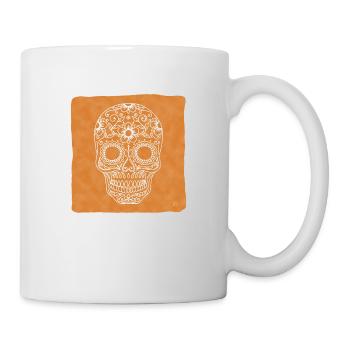 "Skull", boho line art design, series "Halloween" - Mug - white - Right