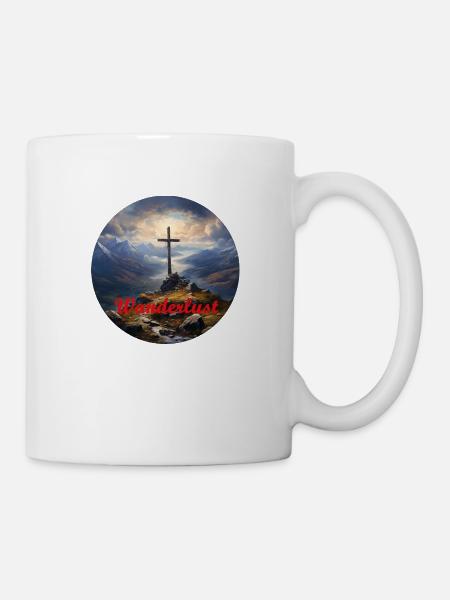 Wanderlust - Gipfelkreuz - Tasse - Weiß