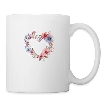 Blumen Herzkranz - Tasse - Weiß - Rechts