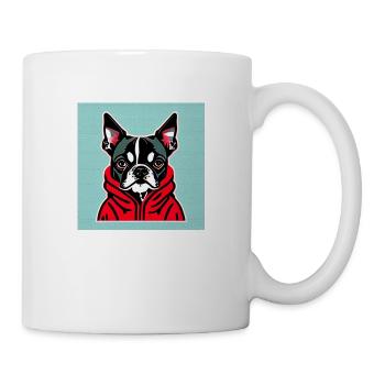 Boston Terrier in a Red Hoodie - Mug - white - Right
