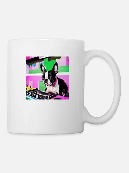 Boston Terrier DJ - Tasse - Weiß