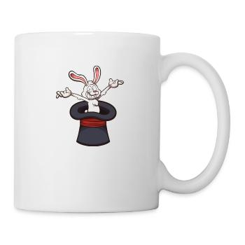 Glücklicher weißer Hase im Zauberhut - Tasse - Weiß - Rechts