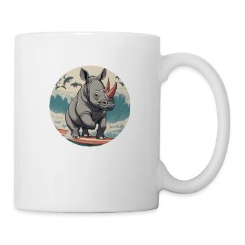 Nashorn am Surfen - Tasse - Weiß - Rechts