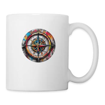 Kompass / Himmelsrichtung / Reisen / Survival - Tasse - Weiß - Rechts