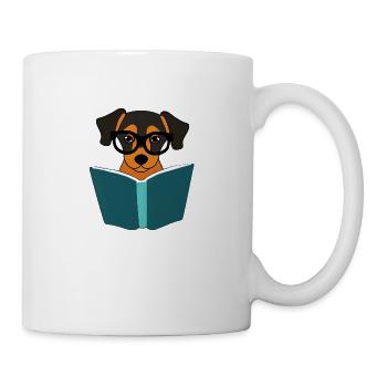 Buch Lesen Hunde Bücher Leser Buchliebhaber Hund - Tasse - Weiß - Rechts