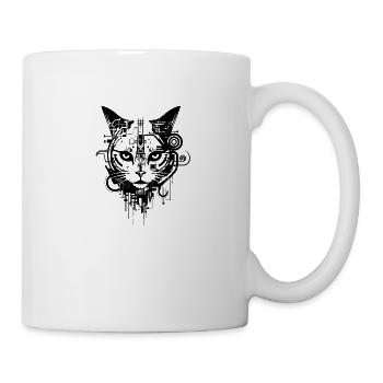 Cyber Sigilism Cat Tattoo Design - Mug - white - Right