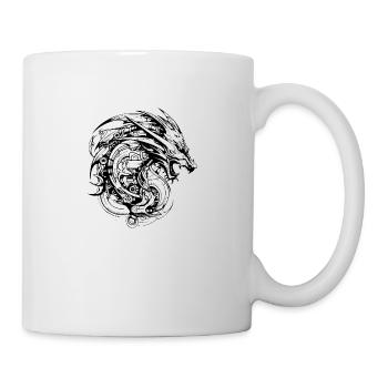 Cyber Sigilismus Drachen Tattoo Design - Tasse - Weiß - Rechts