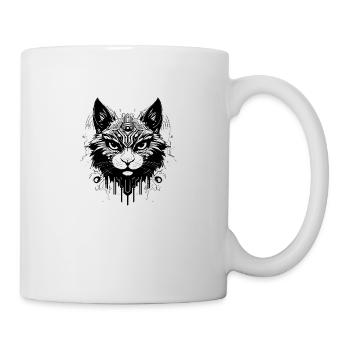 Cyber Sigilism Cat Tattoo Design - Mug - white - Right