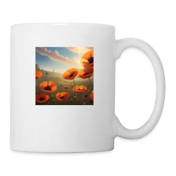 Poppy field in the evening sun - Mug - white - Right