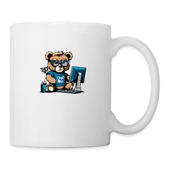 Angry little teddy bear who is a developer. - Mug - white - Right