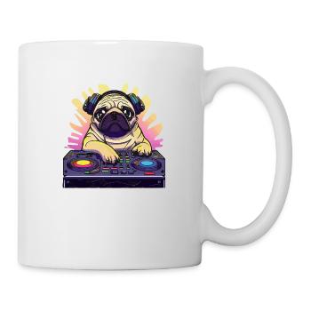 Mops Hund DJ Geschenkidee - DJ Hund - Tasse - Weiß - Rechts
