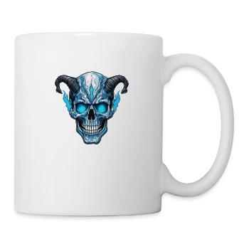 Crâne cornu avec feu bleu - Mug blanc - blanc - Droite
