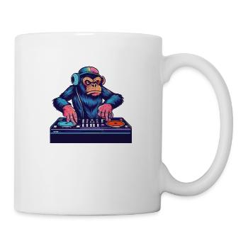 Schimpanse DJ Geschenkidee - DJ Affe - Tasse - Weiß - Rechts