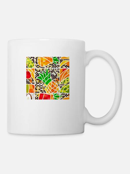 Tropische Früchte Mosaik - Tasse - Weiß