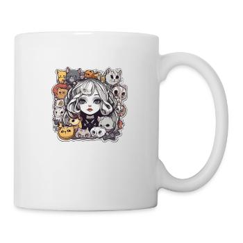 Fille gothique et chats - Mug blanc - blanc - Droite