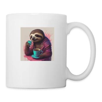 Paresseux doux et endormi buvant du café - Mug blanc - blanc - Droite