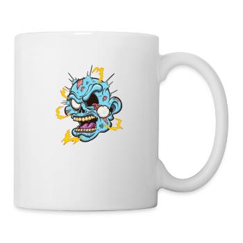 Zombiekopf mit Stromschlag - Tasse - Weiß - Rechts