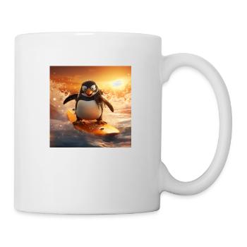 Pinguin riding on waves - Tasse - Weiß - Rechts