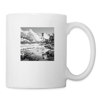 hongcity cayman islands black white beach - Tasse - Weiß - Rechts