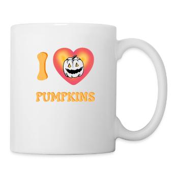 Ich liebe Kürbisse Halloween Spooky Horror Face - Tasse - Weiß - Rechts