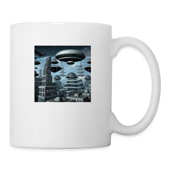 Futuristic city with UFO - Tasse - Weiß - Rechts