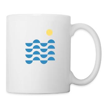 Vague et soleil géométrique - Mug blanc - blanc - Droite