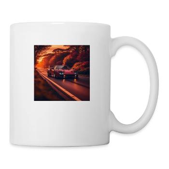 Car driving in the sunlight, sunset, retro car - Tasse - Weiß - Rechts