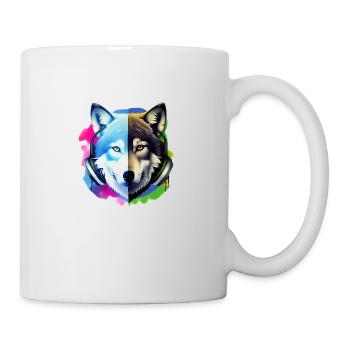 wolf with headphones - Mug - white - Right