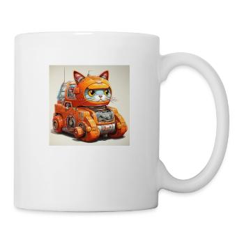 1970s SciFi Anime Robot Car Cat - Mug - white - Right