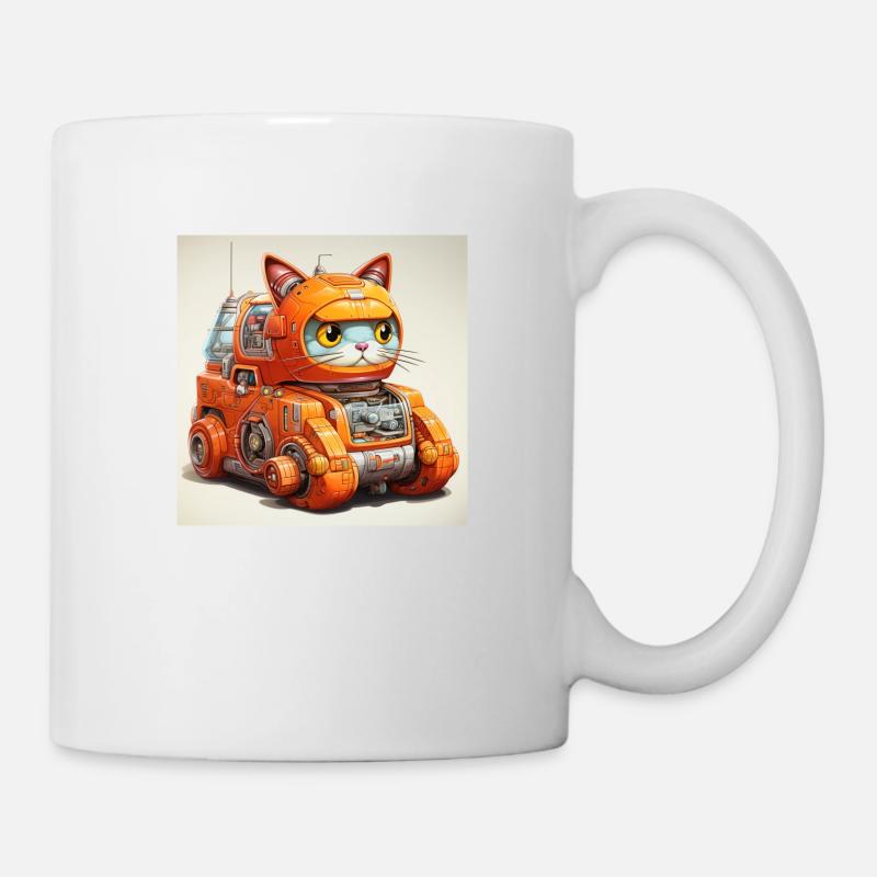 1970s SciFi Anime Robot Car Cat - Mug blanc - blanc