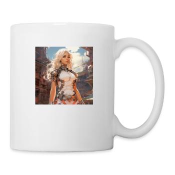 1970s scifi anime cyborg girl - Mug - white - Right