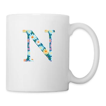 Motif floral Monogram N personnalisable - Mug blanc - blanc - Droite