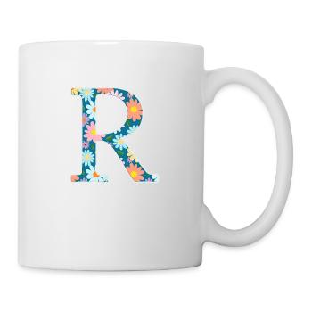 Motif floral Monogram R personnalisable - Mug blanc - blanc - Droite