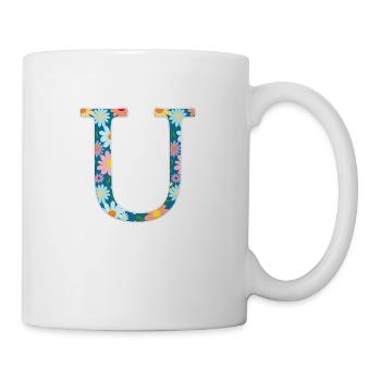 Motif floral Monogram U personnalisable - Mug blanc - blanc - Droite