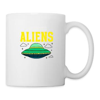 Ich habe Aliens Retro Flying Saucer überlebt - Tasse - Weiß - Rechts